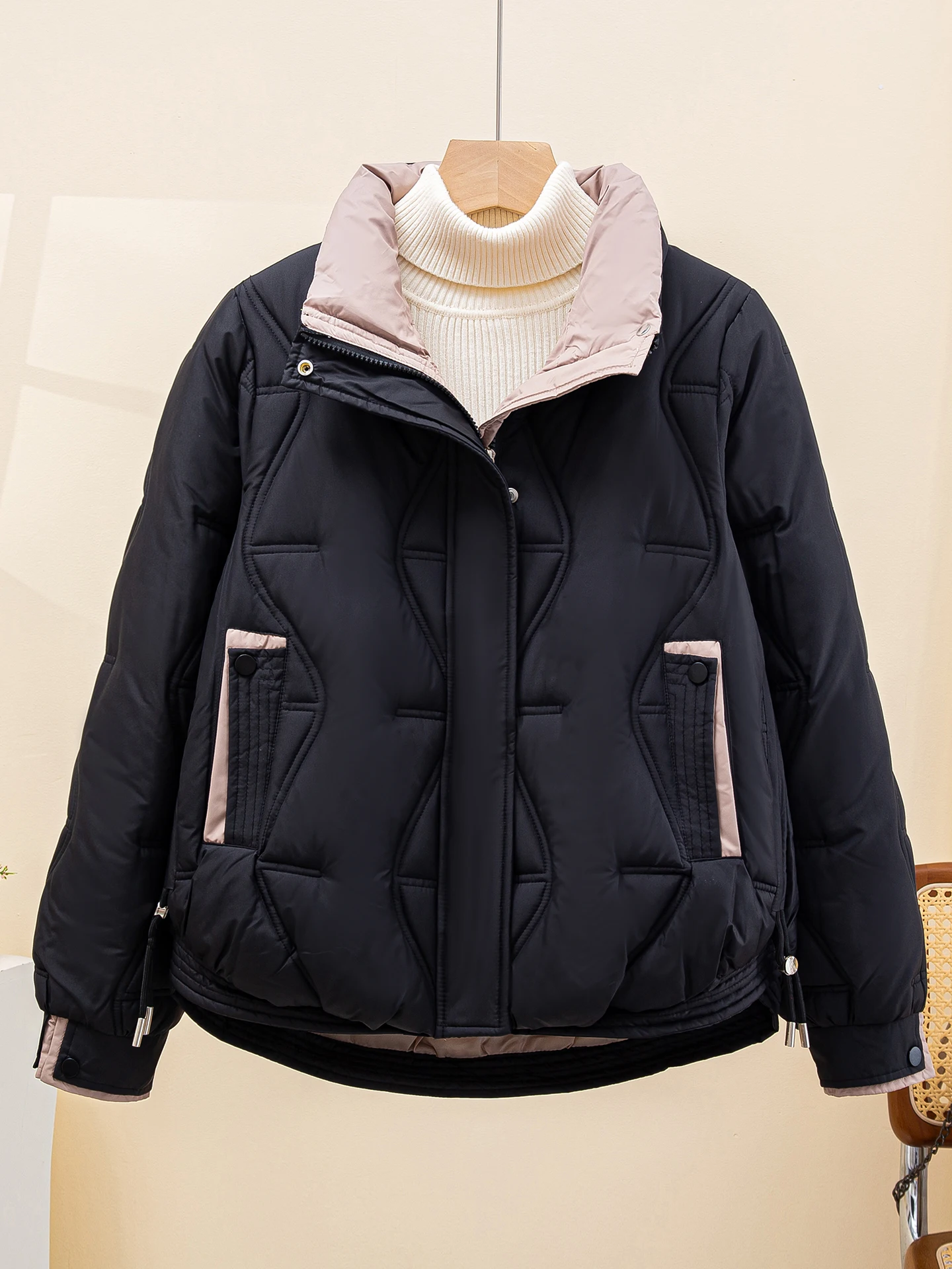 

Зимняя утепленная хлопковая куртка для женщин, свободного кроя, с воротником-стойкой, в корейском стиле, утолщенная, для невысоких, верхняя одежда