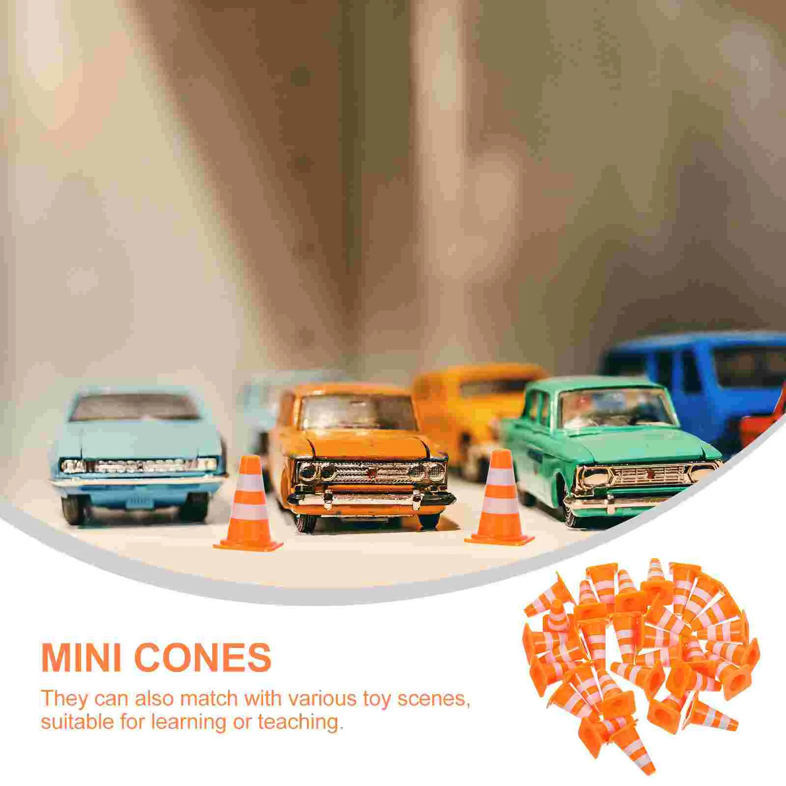 50 Pcs Traffic Cognitive Toys Roadblocks Miniature Sign Signs Cars Models Cones