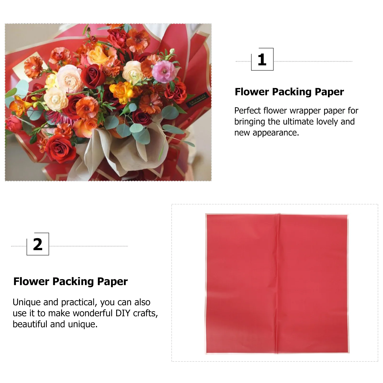 

20 Sheets Flower Wrapping Paper High Quality Waterproof Decorative Packing Papers for Gifts DIY Crafts Bouquet Environmental