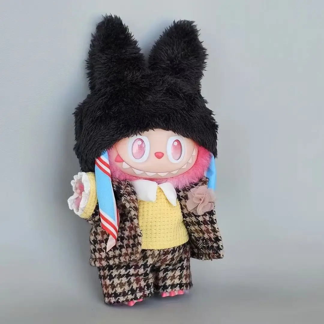 

for 17cm Doll Labubu V1 V2 V3 Series G-Dragon Korean Style Hat+Clothes+Scarf set for Plush Doll Labubu