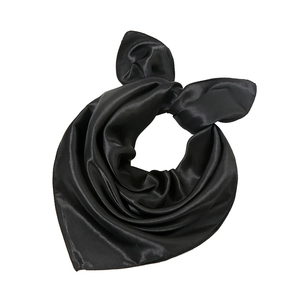 Women New Plain Satin Solid Color 60x60cm Square Scarf Girl Simulation Silk Performance Small Scarves Best Party Gift