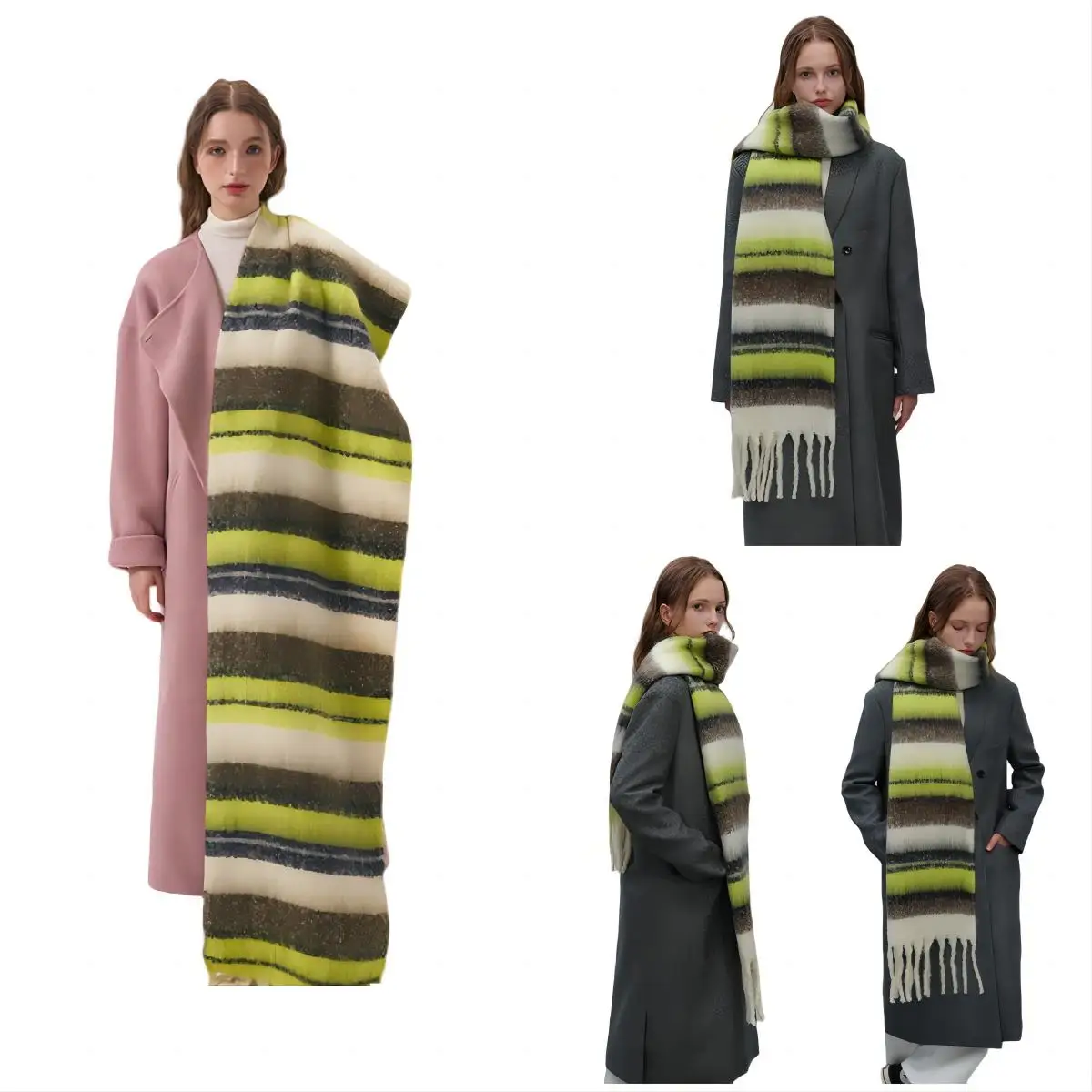 Luxury Brand Scarf Striped Winter Scarves Z Cashmere Handfeeling Soft Brushed Tie Dye Warm Shawl Bright Color Scarves for Women