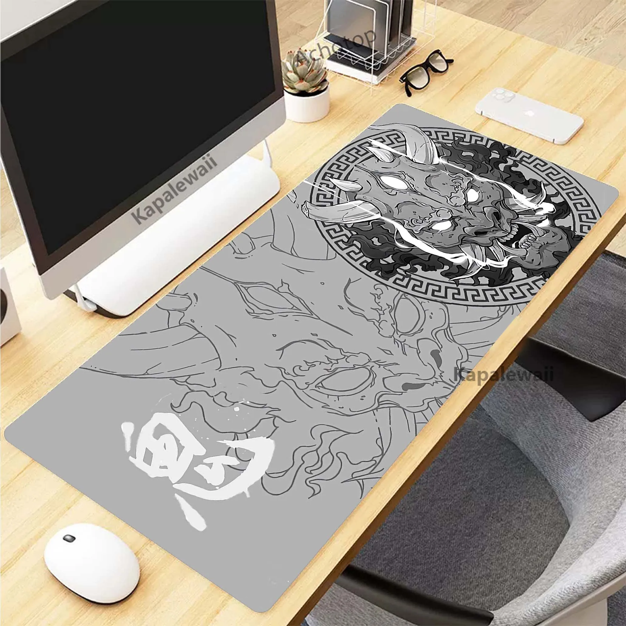 Imagem -02 - Japonês Oni Evil Spirits Mouse Pad Bloqueio Borda Mousepad Almofadas de Teclado de Borracha Acessórios de Configuração de Jogos Mouse Mat 900x400 mm Xxl