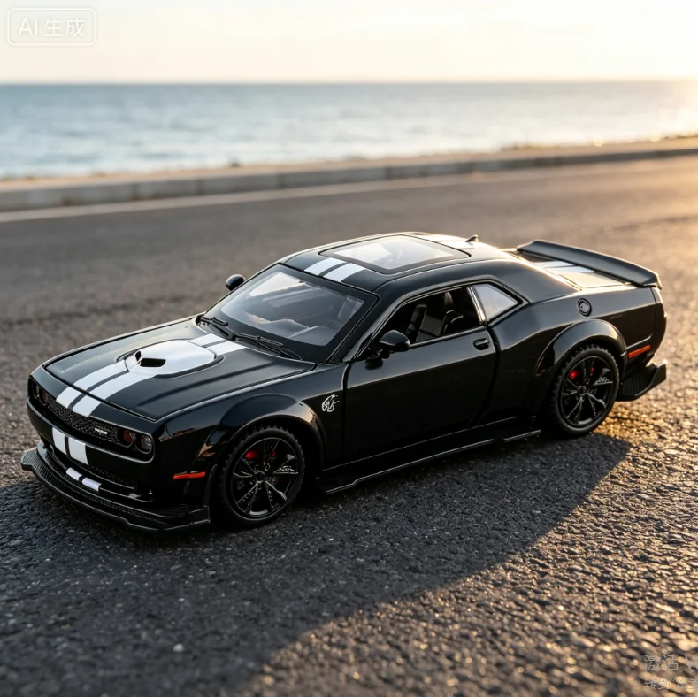 Модифицированная модель автомобиля Red-Eyed Hellcat из сплава, масштаб 1:32, с функцией отката, звуком и светом, ретро-спортивный автомобиль Qingba