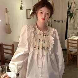 Heavy Industry Embroidered Long Sleeve Shirt for Women's New Design Sense Niche Loose Fitting and Stylish Outerwear Top