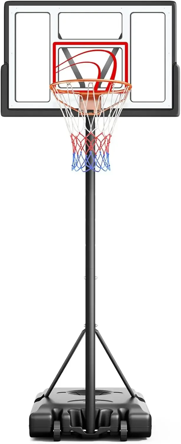 Adjustable Basketball Hoop Outdoor 10FT, Basketball Portable Hoops & Goals, 44 Inch PC Backboard, for Kids, Youth