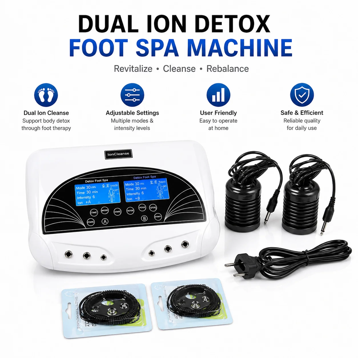 Ionic Detox Foot Bath Spa Machine with Stainless Steel Round Array Ion Cleanse Foot Spa Massager for Home Relaxation