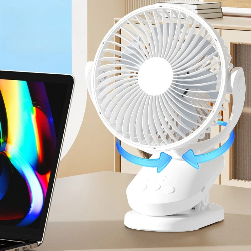 Detachable Washable Desktop Clip Dual-use USB Rechargeable Automatic Oscillating Clip Fan Small Desk Fan For Student Dorm Office