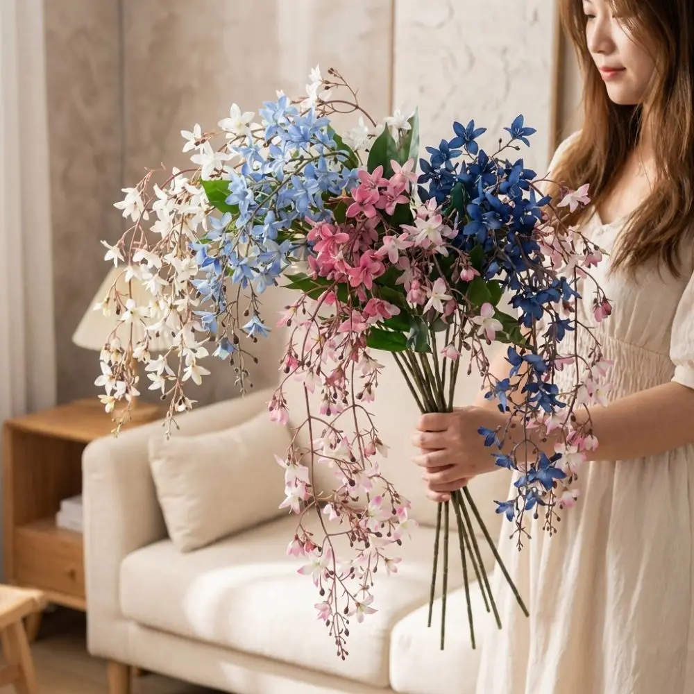 

Realistic Petal Artificial Trailing Jasmine Real Touch Cascading Wisteria Jasmine Flower Fade-Resistant Handmade