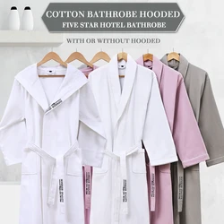 Albornoz de algodón con capucha para hombre y mujer, bata larga absorbente de gofres, albornoz de cuerda fina, albornoz suelto para el hogar, regalo Rosa Ch stmas