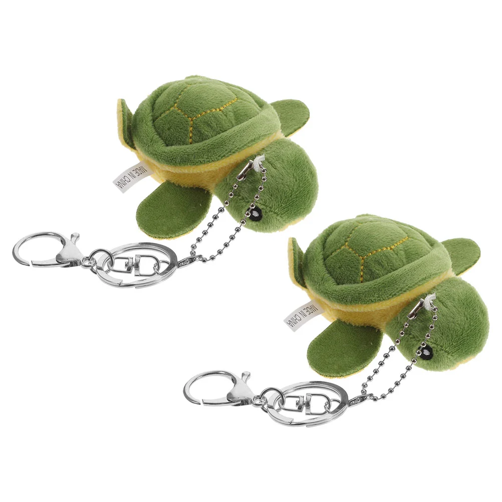 

2 Pcs Tots Backpack Keychains for Girls Turtle Fluffy Hanging Ornament Mini Decorate Plush Ring Women Car Keys Bag