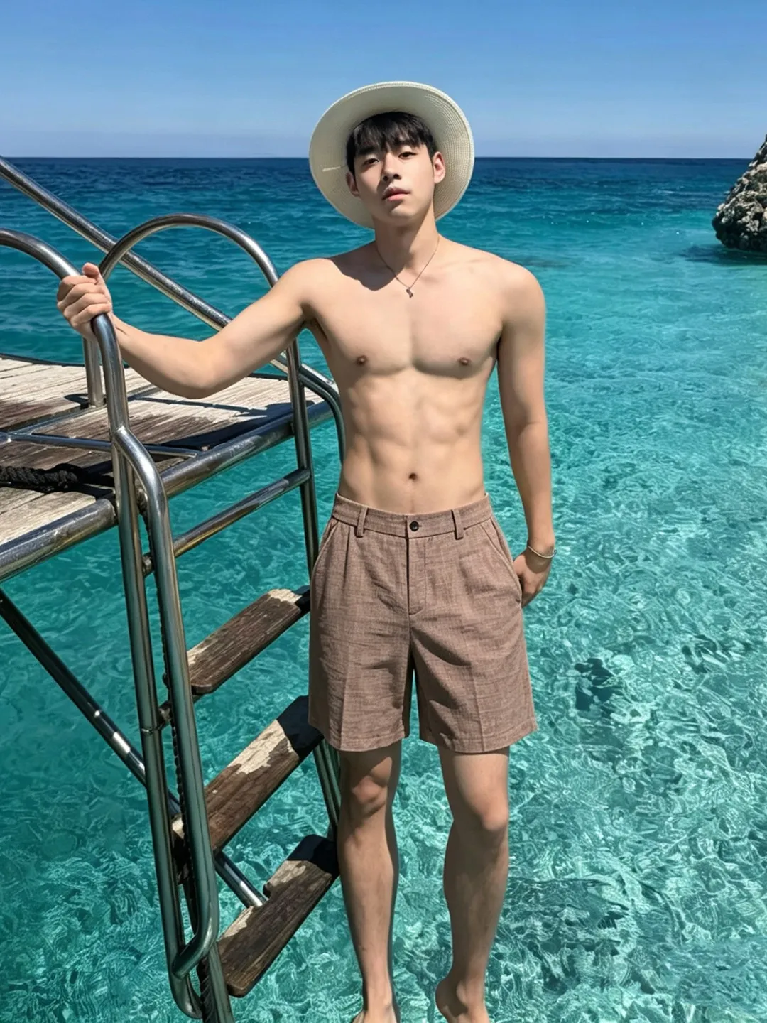 Lightweight Quick-Dry Linen-Like Short Pants Straight Leg Hawaii Vacation Casual Beach Five-Point Shorts for Teen Boys