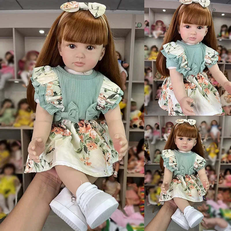 

24 Inch about 60 cm Reborn Dolls Cloth Body Realistic green Clothes Girl Baby Doll For Sale Doll Kid Birthday Xmas Gifts