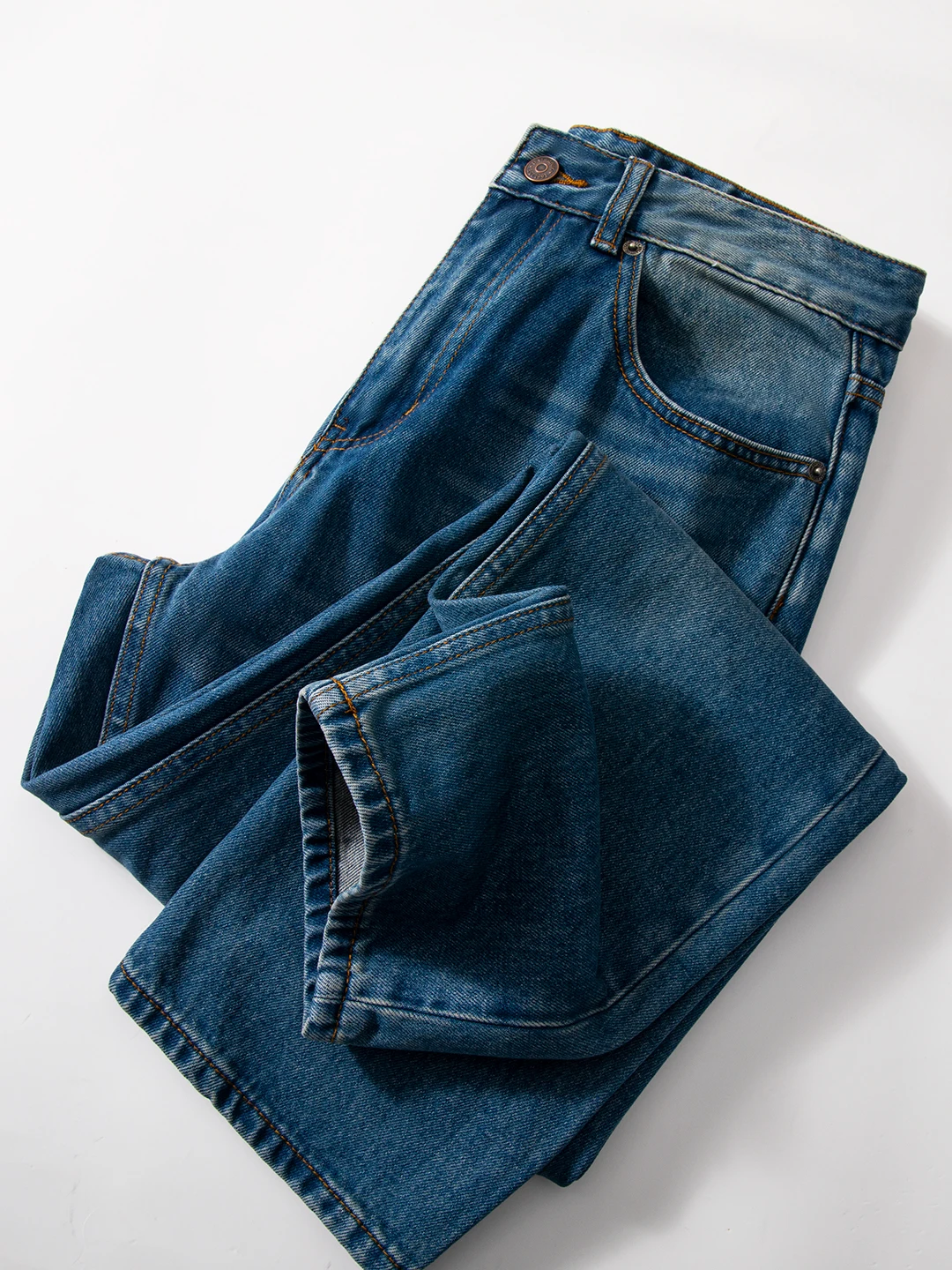 

Men's Slim Fit Straight Leg Denim Jeans Elastic Waist Waed Blue Versatile Casual Trousers for All Seasons