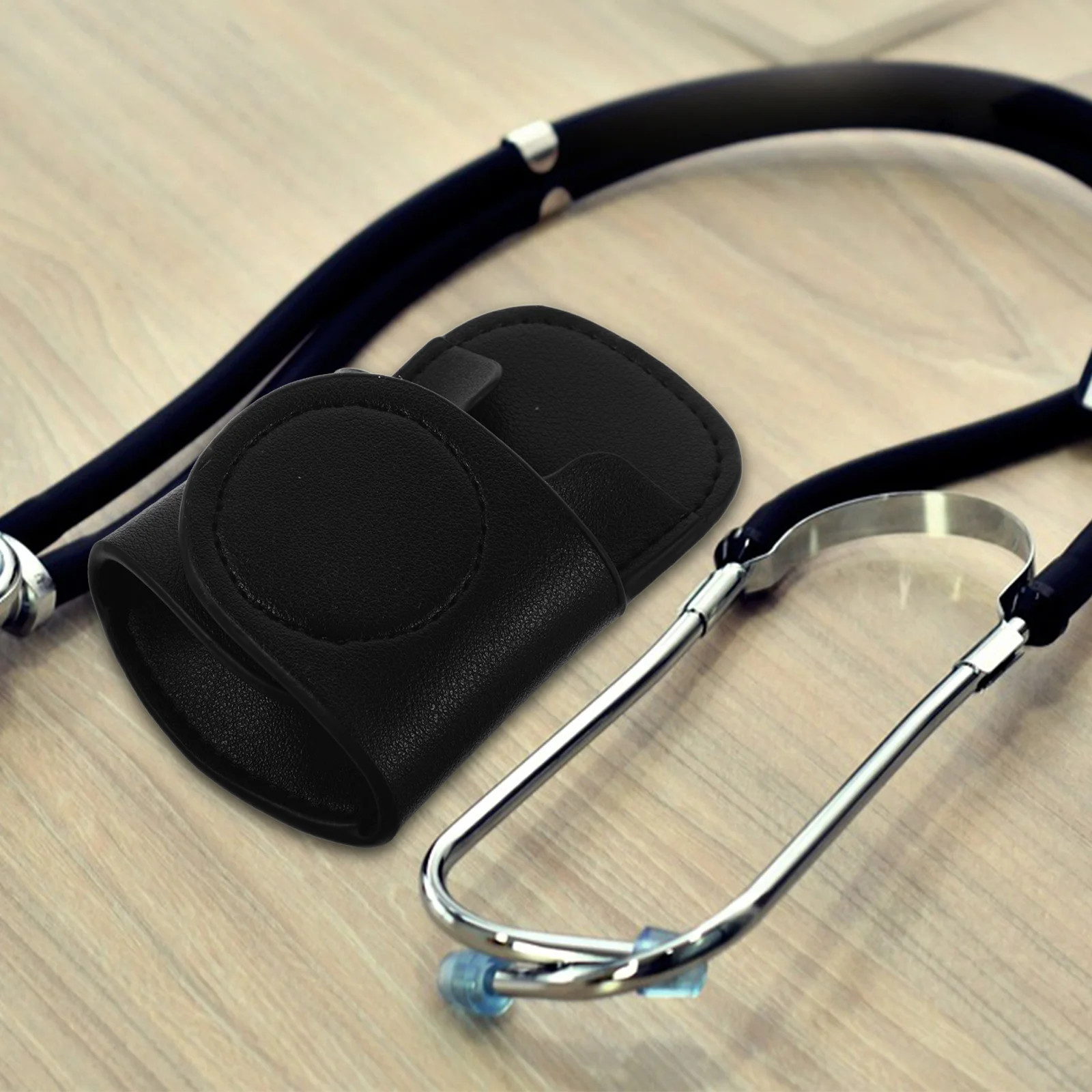 1 قطعة حامل سماعة الطبيب الأسود بولي Pu المحمولة الخصر جيب كليب آمن صالح دائم تخزين كم التمريض الملحقات