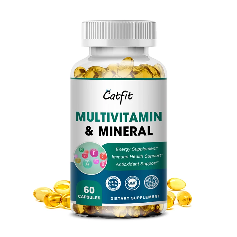 Catfit-cápsulas multivitaminas y minerales para hombres y mujeres, suplemento diario de dieta con vitamina D3 y K2 para mejorar la inmunidad, vitalidad de la piel del cabello