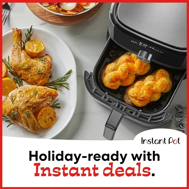 مقلاة هوائية Instant Pot Vortex Plus 4QT، خيارات برنامج مخصصة، وظائف 6 في 1، شلال، شحم، تحميص، تجفيف، خبز