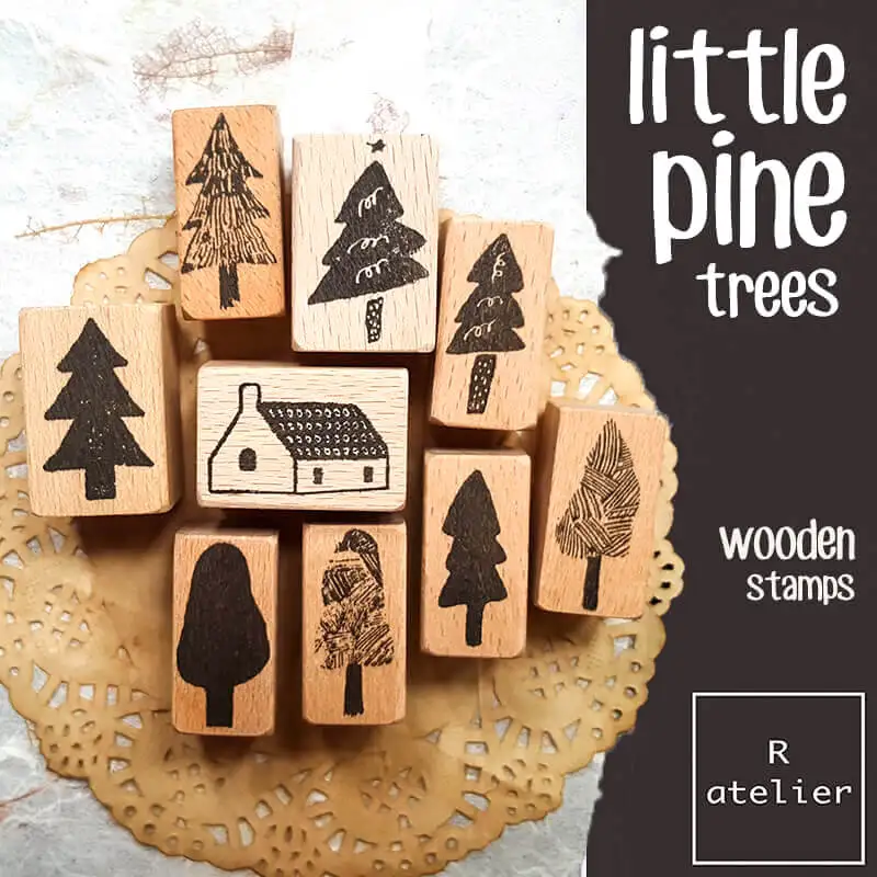 Stamp Scrapbooking Journal Vintage Little Cute Trees 10 Types Stationery Journaling Rubber Stamps