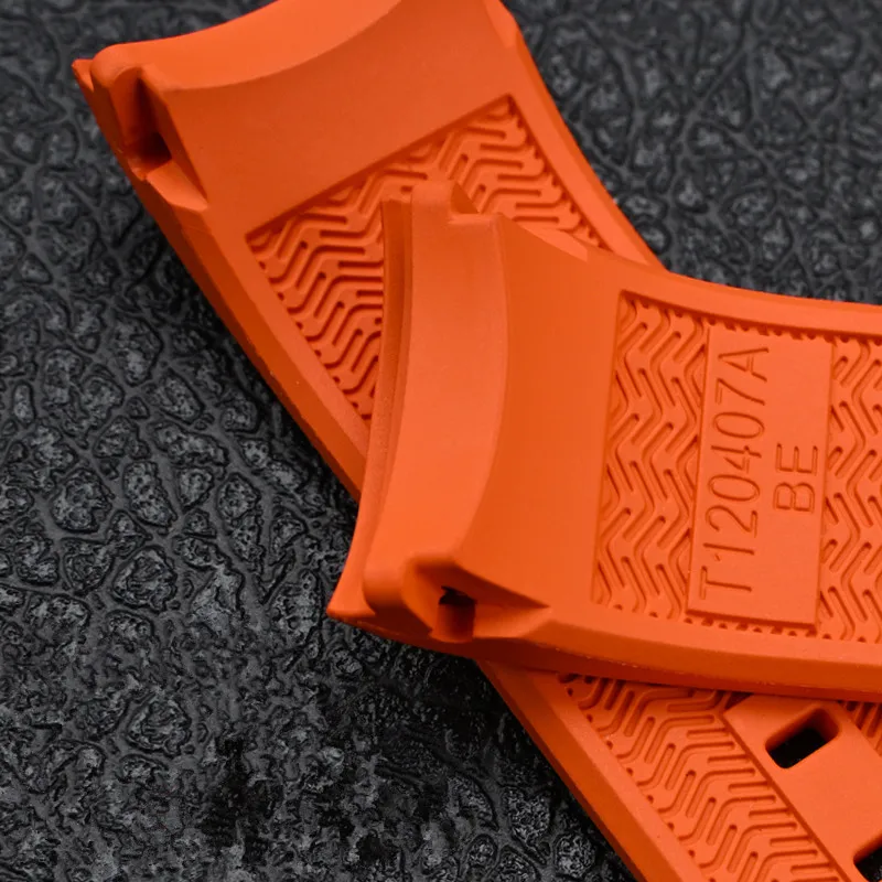 21mm FKM Fluororubber Curved End Sports Waterproof Rubber Watchband For Rolex Tissot1853 Starfish Diving T120 Series Watch Strap