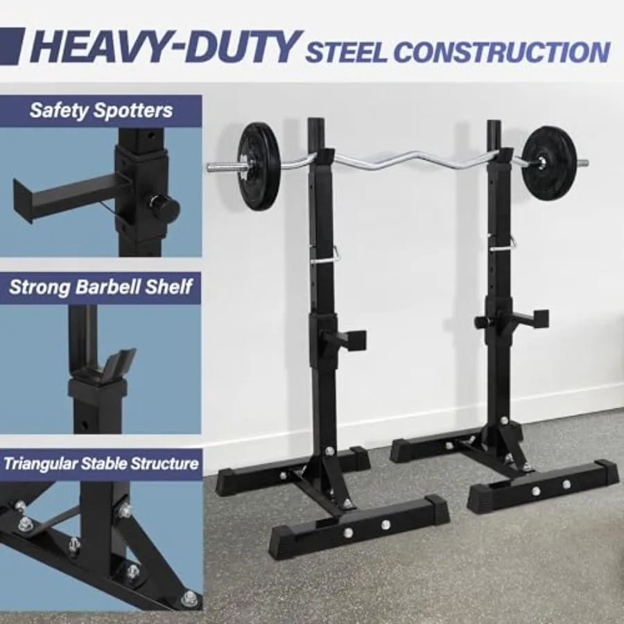 F2C زوج رف القرفصاء القابل للتعديل 41 "-66" قوي الصلب الحديد مقاعد البدلاء الصحافة حامل الصالة الرياضية/المنزل الصالة الرياضية المحمولة الدمبل رفوف حامل ماكس 55