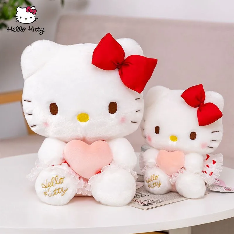 Sanrio Hello Kitty Stuffed Plush Toy Cartoon Anime Pink Heart Hugging Plush Doll Sleeping Pillow Giving Girlfriend Holiday Gift