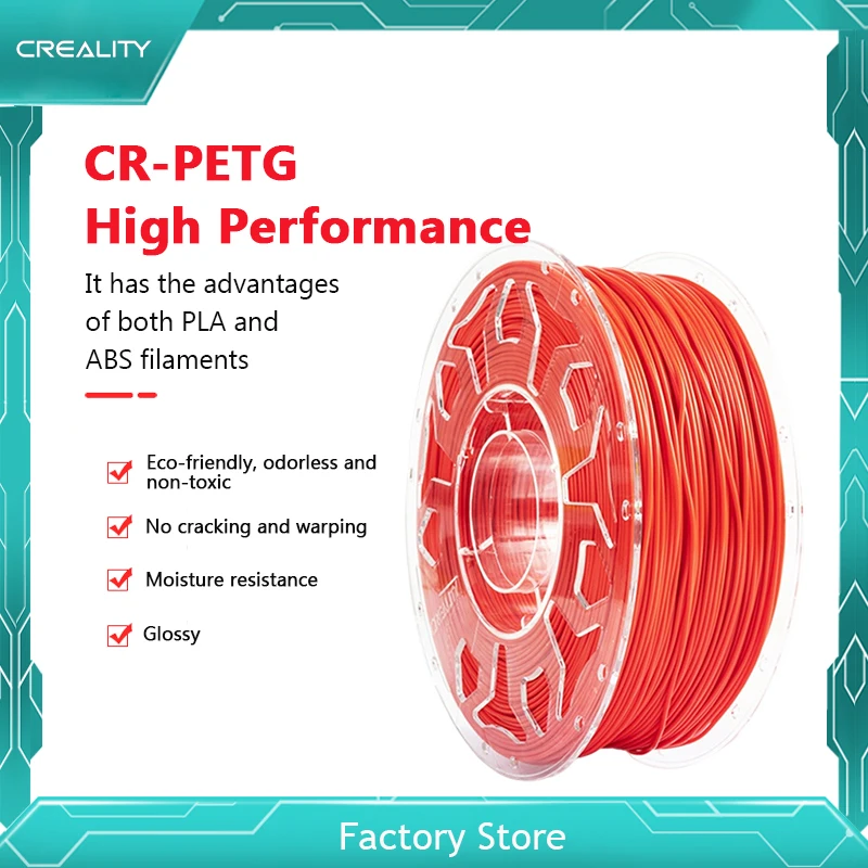 

Creality 3D Printer Filament CR-PETG 1.0kg 1.75mm Non-Toxic High Transparency Good Gloss Translucent Environmental Material