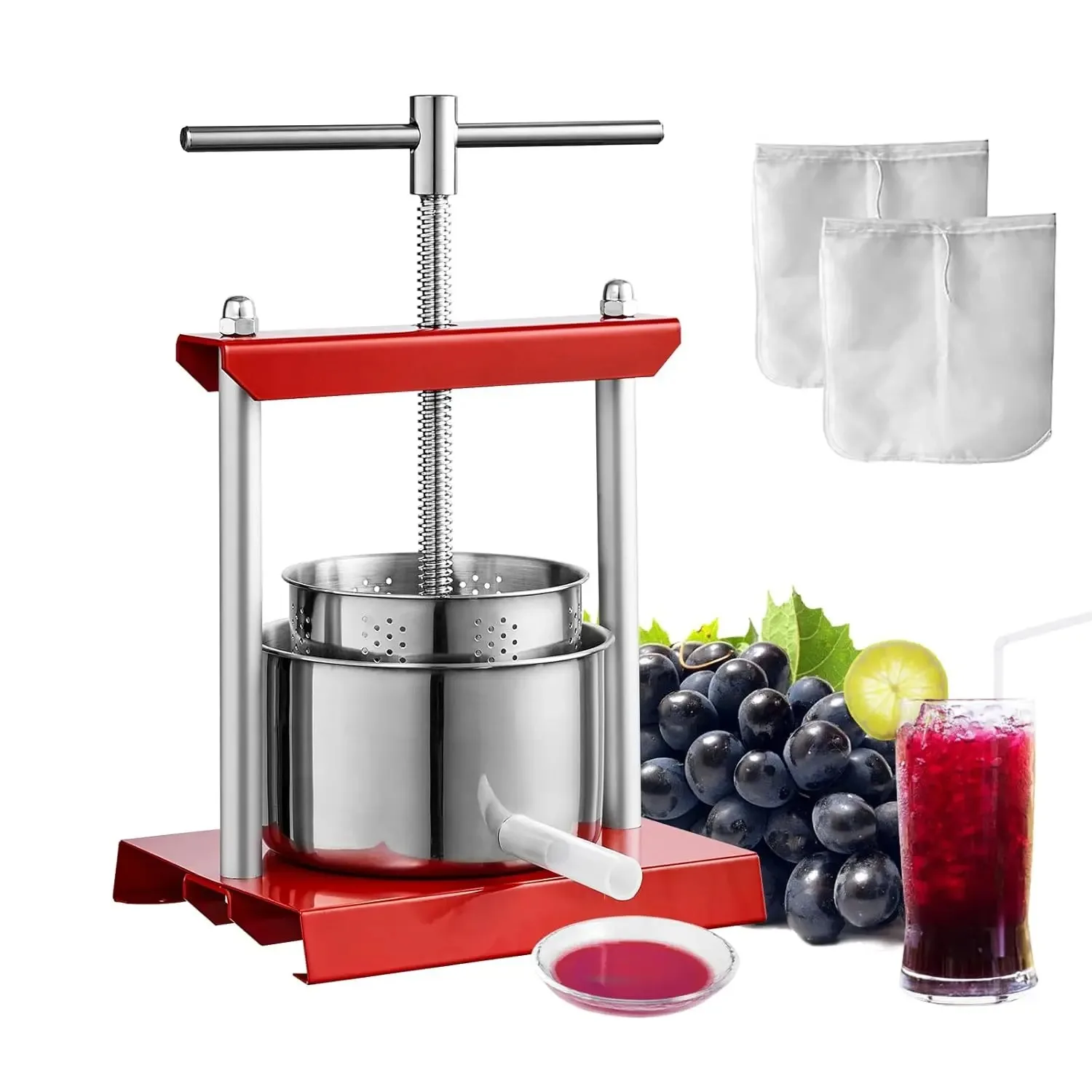 2 L 3 L 6 L anual Fruit Press Stainless Steel anual Squeezer Cider eges Juice Extractor for Hoe Kitchen