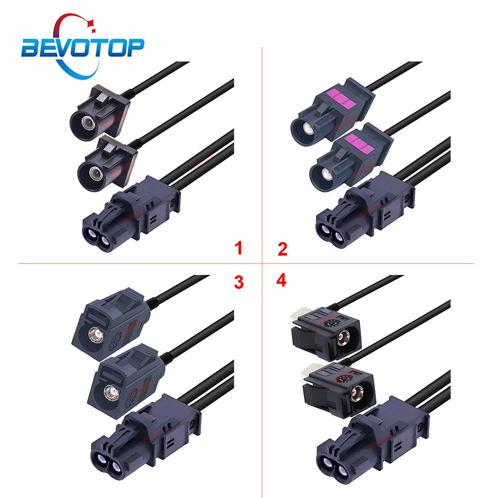 1PCS RSBG Type Dual Core 2-in-1 Mini Fakra A to 2 Fakra A Male/ Female Connector RG174 Cable BEVOTOP Wire Harness