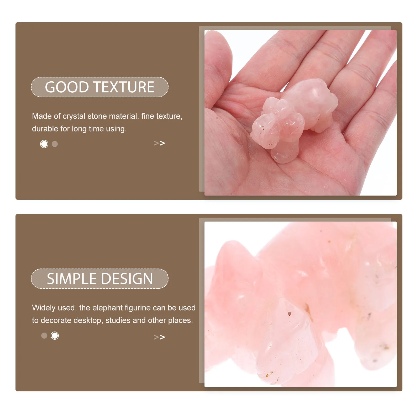 

Pink Crystal Elephant Statue Unique Shape Clear Design Garden Wedding Bedroom Office Decoration Craft