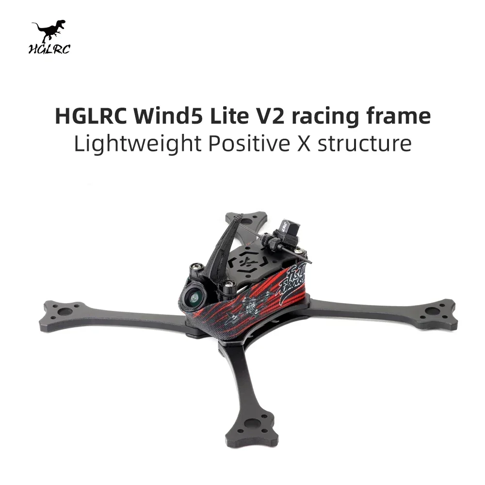 

HGLRC Wind5 Lite V2 Racing Frame Kit 195mm Carbon Fiber 5mm Arm for FPV Drone