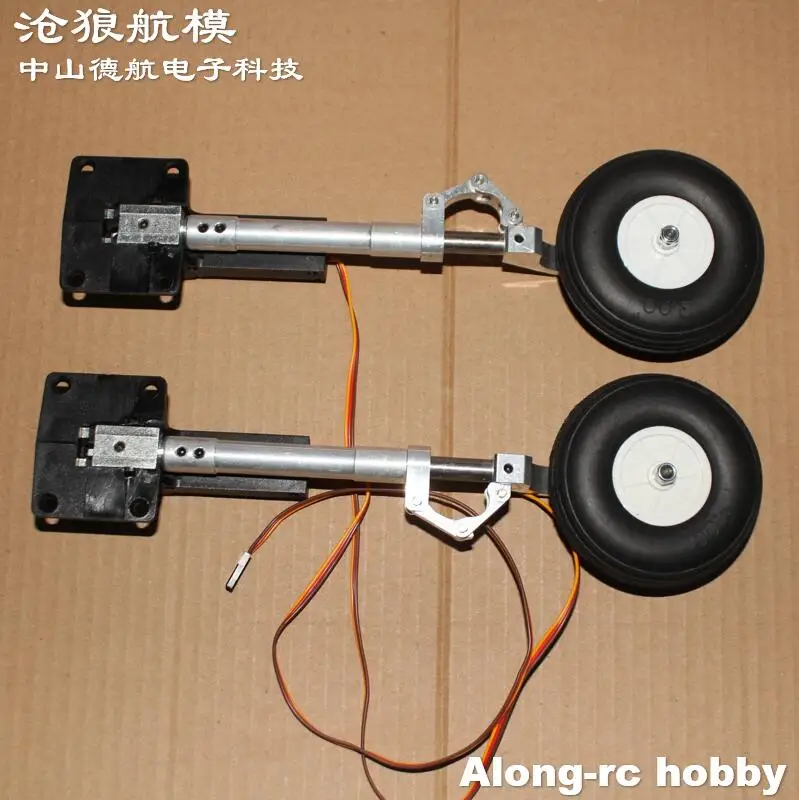 Une paire de train d'atterrissage rétractable à amortissement principal 205 215 225 235mm avec roue de 75mm pour modèles RC 5-9kg avion avion P51