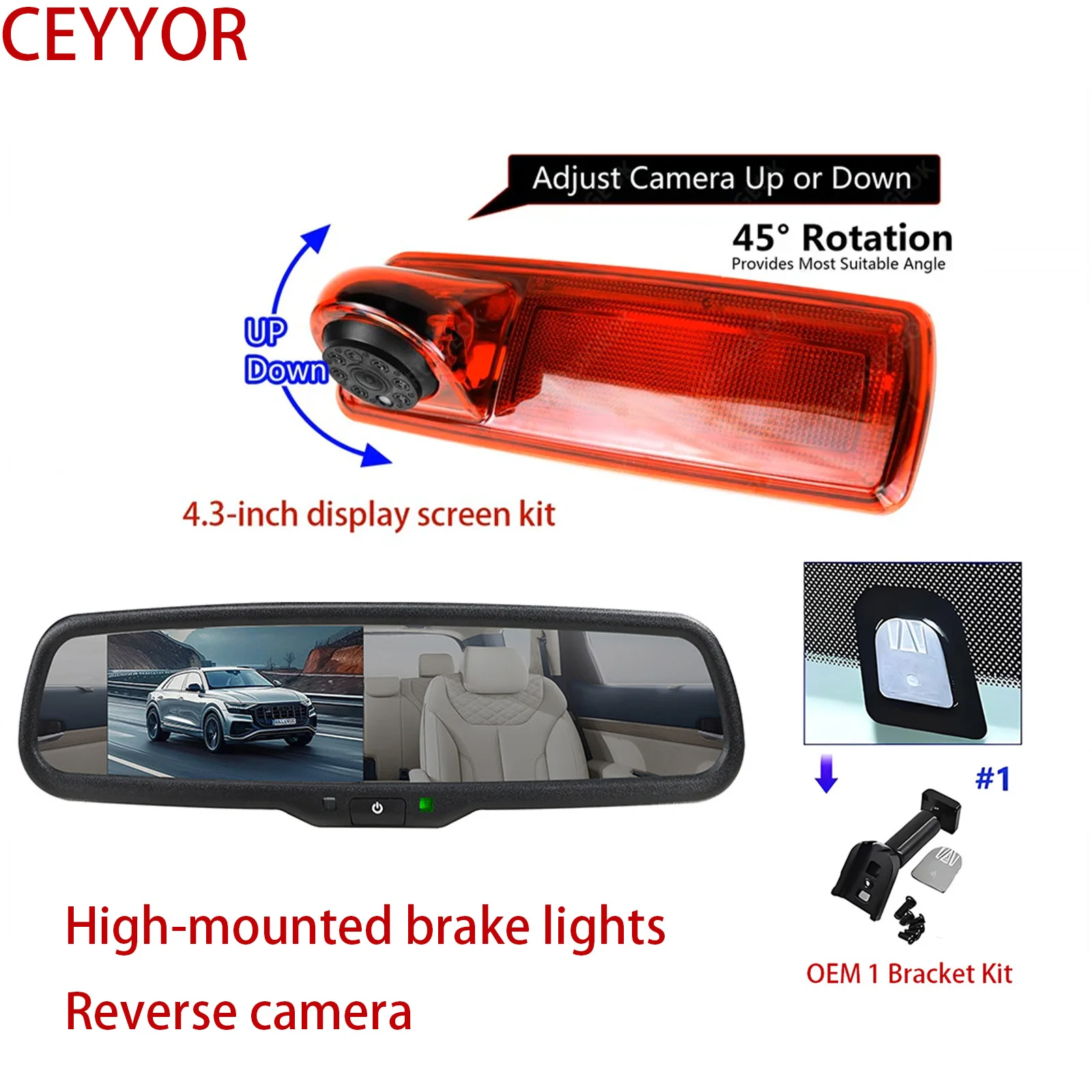 for Brake Light Reversing Camera Monitor Kit for Renault Trafic,Vauxhall/Opel Vivaro,Nissan NV300 Rear View Reverse Camera