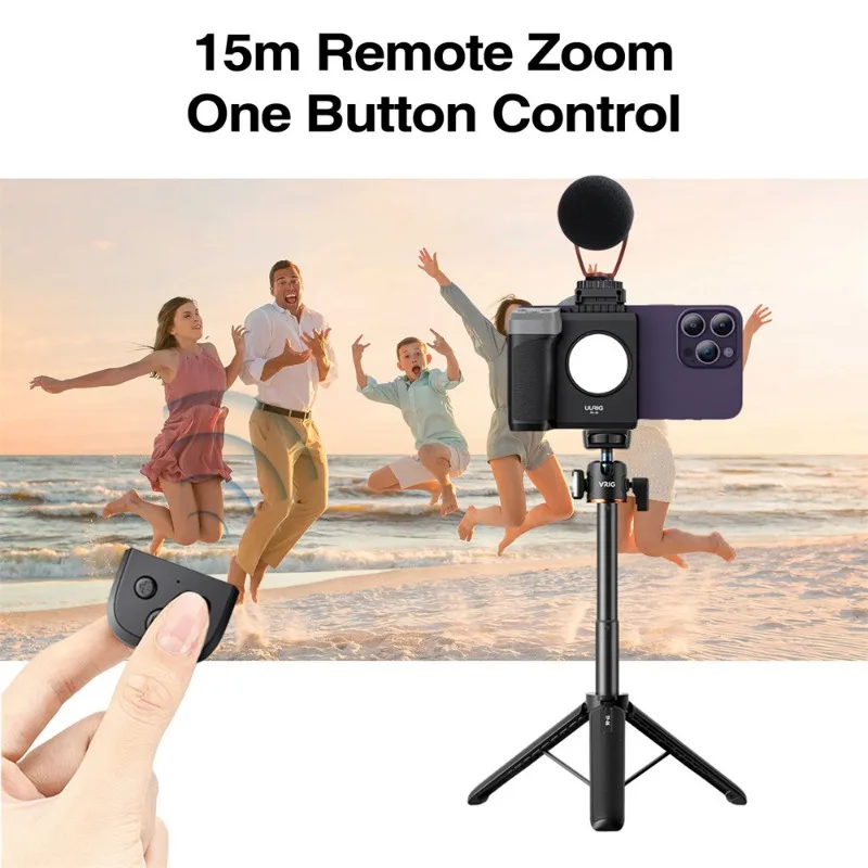 Phone Grip Handheld Selfie Booster Grip with Bluetooth Shutter Selfie Fill Light Remote Shutter Grip for Smartphone Stabilizer