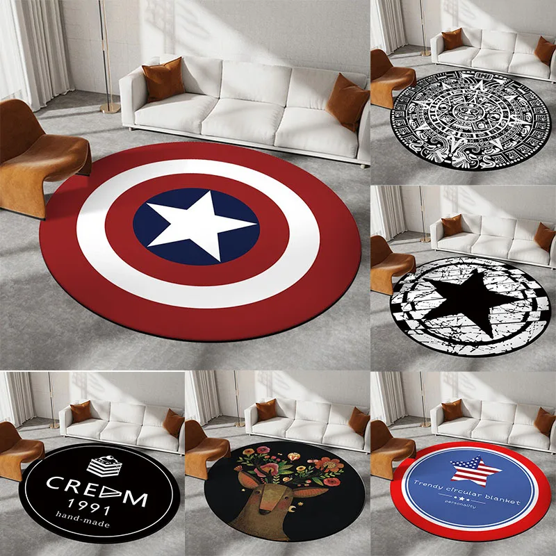 MINISO Disney Capitán América estera Circular sala de estar sofá alfombra mesa de té dormitorio cabecera entrar puerta alfombra moda hogar Dcor