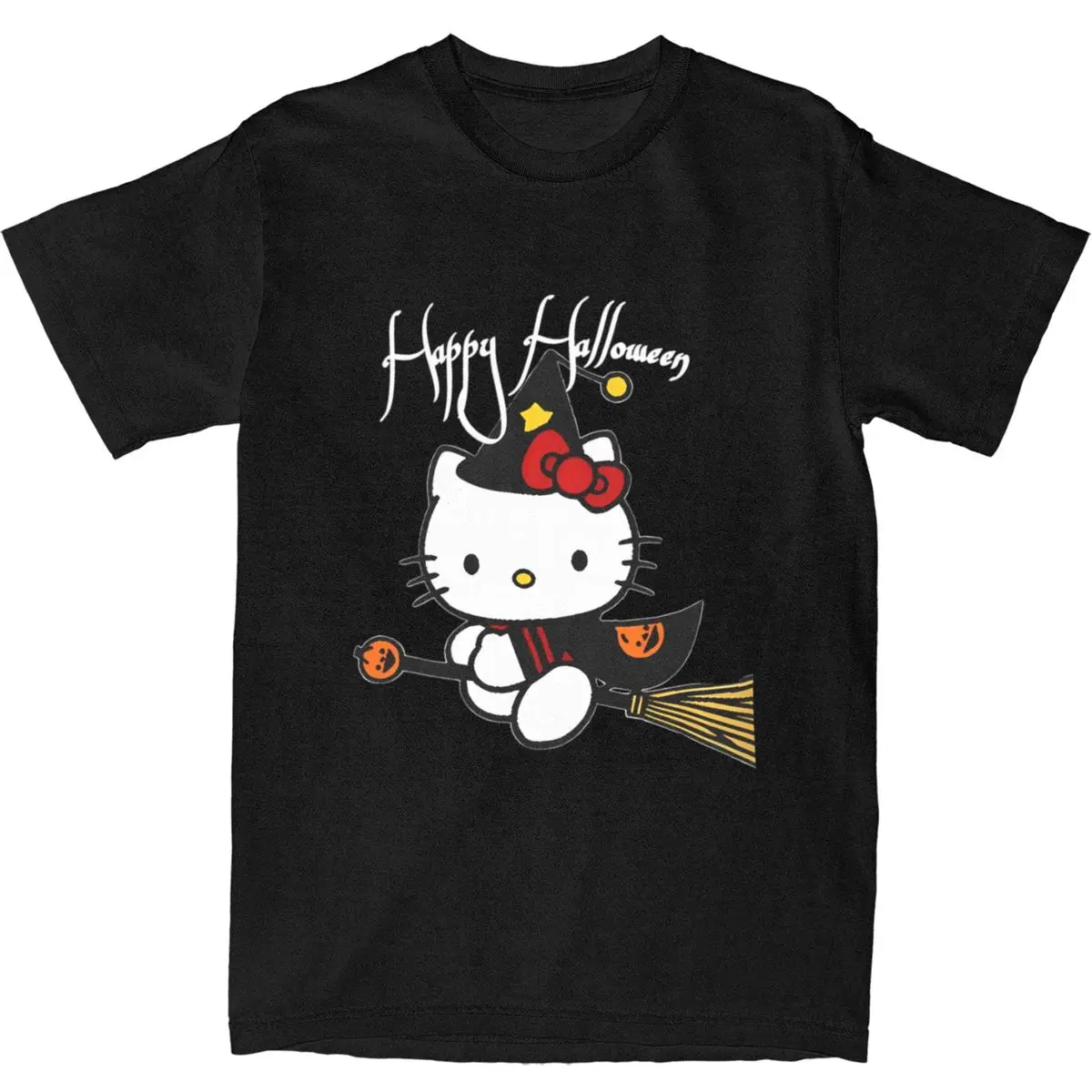 

Хэллоуин Kawai Ghost Забавная футболка «Hello Kitty» Новинка футболки с коротким рукавом пляжная футболка из 100% хлопка с круглым вырезом футболки больших размеров