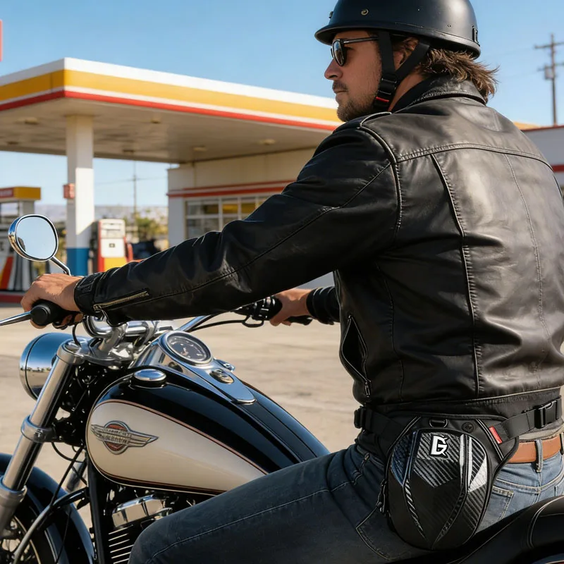 

Carbon Fiber Hard Shell Waterproof Motorcycle Thigh Bag Drop Leg Bags Casual Cycling Biker Hip Pack Accessories Motorbike Riding