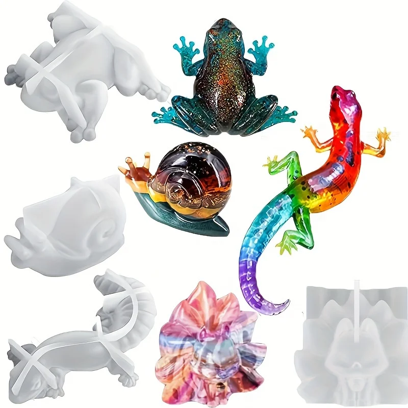 

Animal molds, simulation snail frog lizard shape molds, Easter small animal ornaments, wall desktop, cabinet, decorations