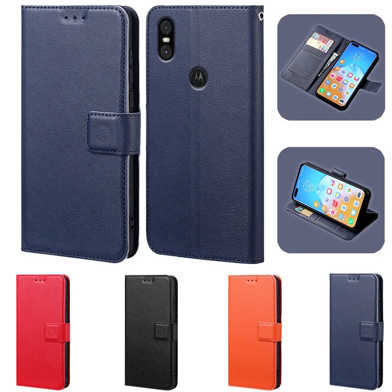 Phone Stand Holder For Motorola Moto P30 Play Note One Power XT1941 Leather Cover Flip Case Wallet Clip For Motorola One