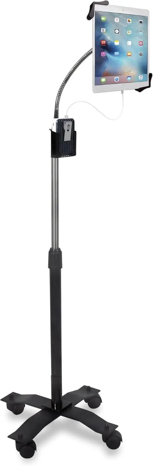 

Adjustable Gooseneck Floor Stand with Swivel Casters for iPad, Surface Pro, and 7-13" Tablets