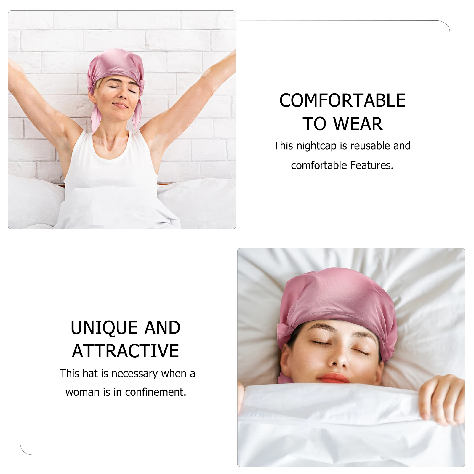 

Vintage Simulated Silk Mother Satin Sleep Bonnet Adults Imitation Hair
