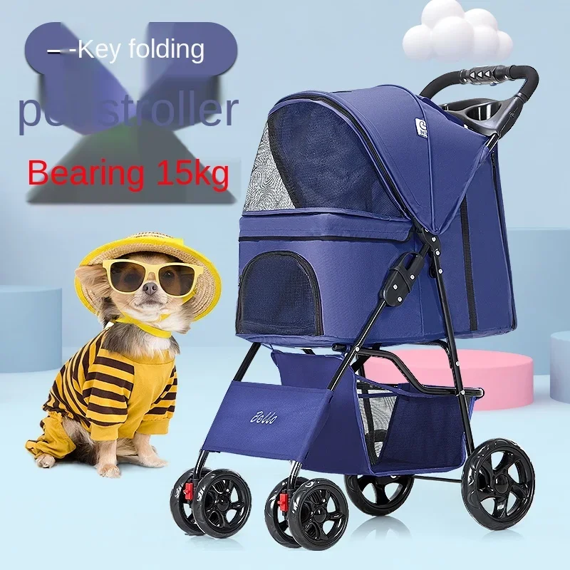 Lightweight Folding Pet Trolley Dog Cat Stroller Small Pets Car Cage Portable Design Pet Carrier Comfortable Pet Stroller Best