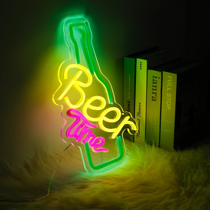 Beer Time Led Neon Sign Shop Bar Restaurant Hotel Decorative Light Neon Bedroom Wall Kitchen Personalized Decor Night Light USB