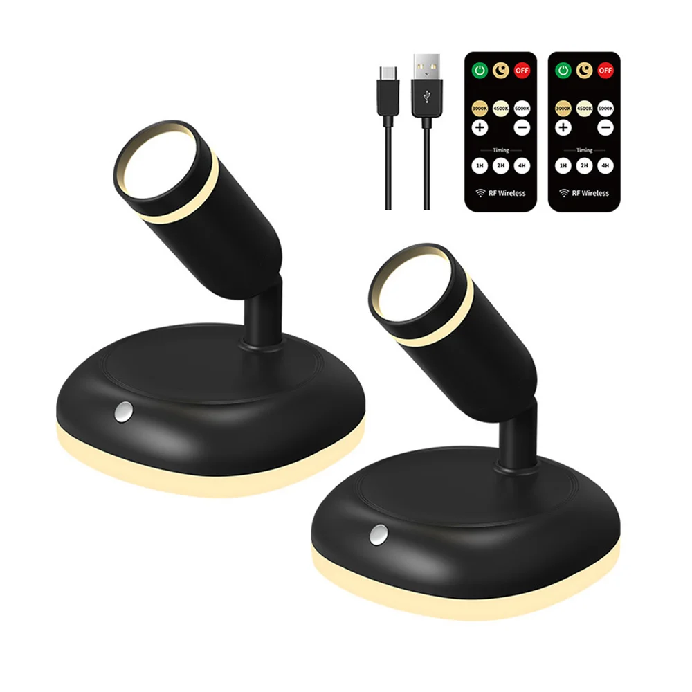 Wireless Led Spotlight USB Rechargeable Night Lamp 4000mah Battery with Remote Timer Dimmable 3000K-6000K Paintings Decoration