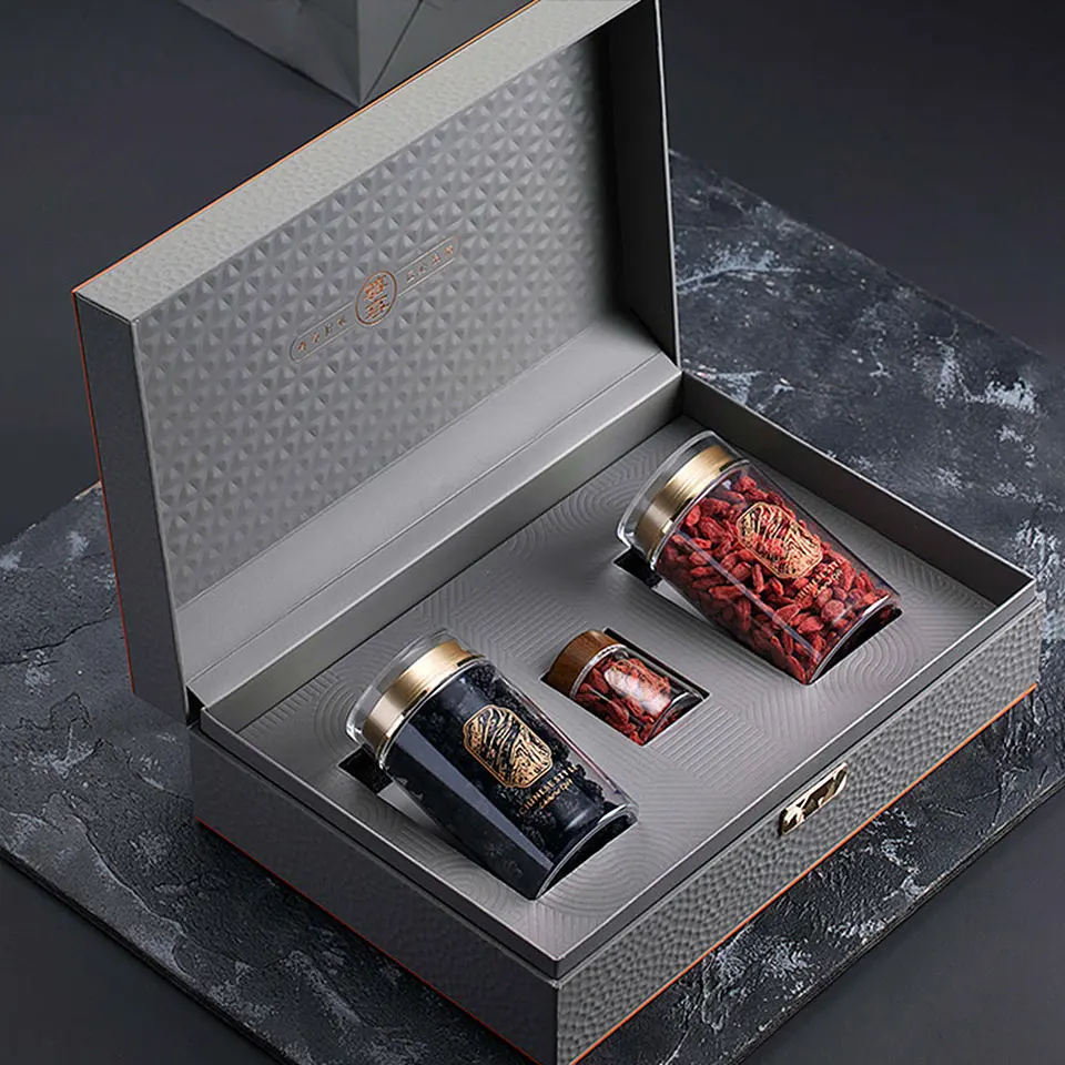 

Empty Glass Bottle Gift Box Dendrobium Officinale Nourishing Ginseng Capsule Box Packaging