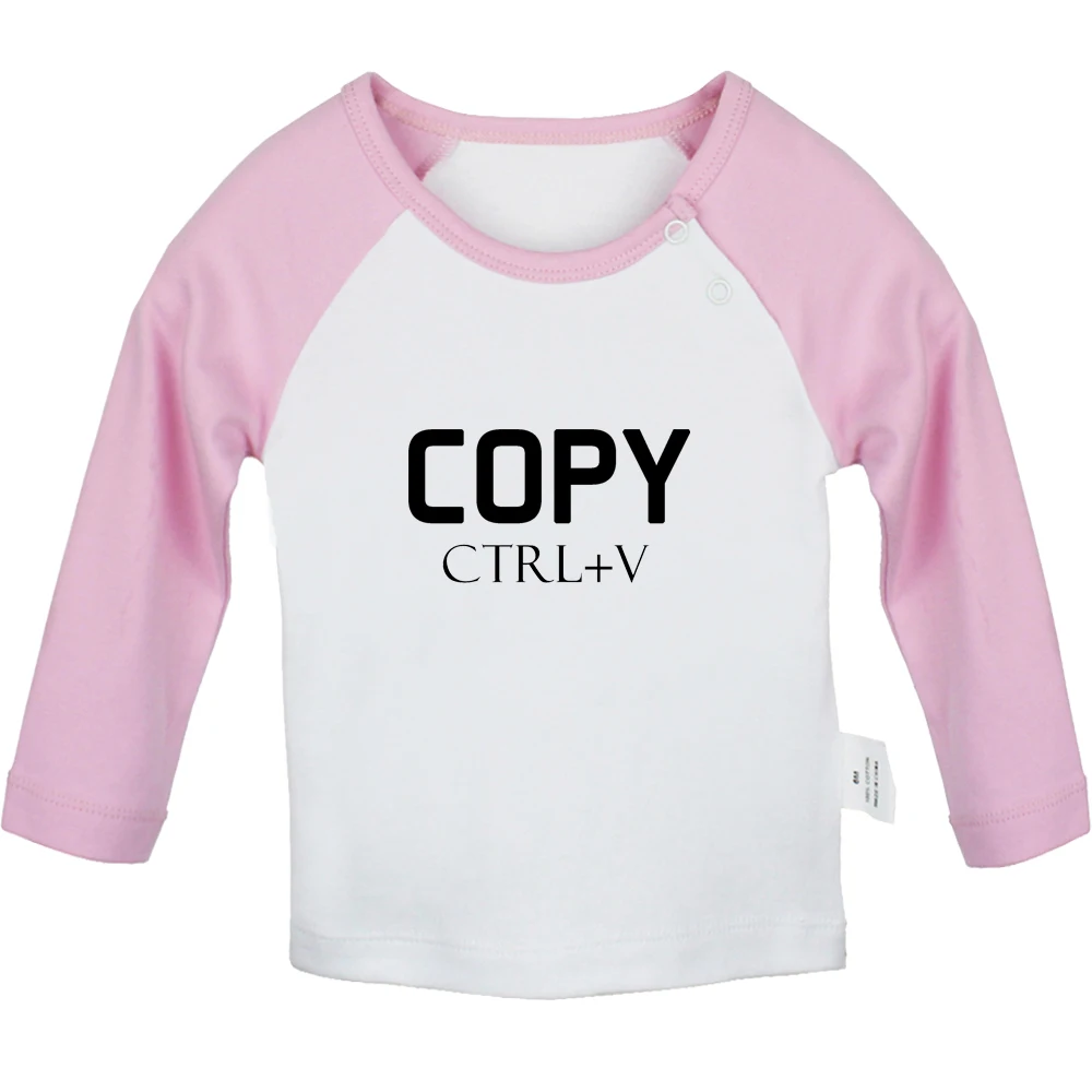 Copy From Dad ctrl+v Fun Baby T-shirts Cute Boys Girls Tops Infant Long Sleeves T shirt Newborn Soft Clothes Kids Best Presents