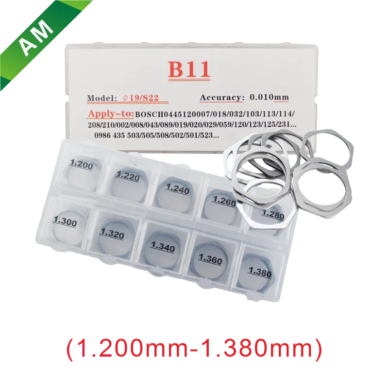 B11 Fuel Nozzle Gasket Seal Steel Ring Size: 1.2-1.38 MM Diesel Engine Fuel Injector Adjusting Gasket Bor Bosch