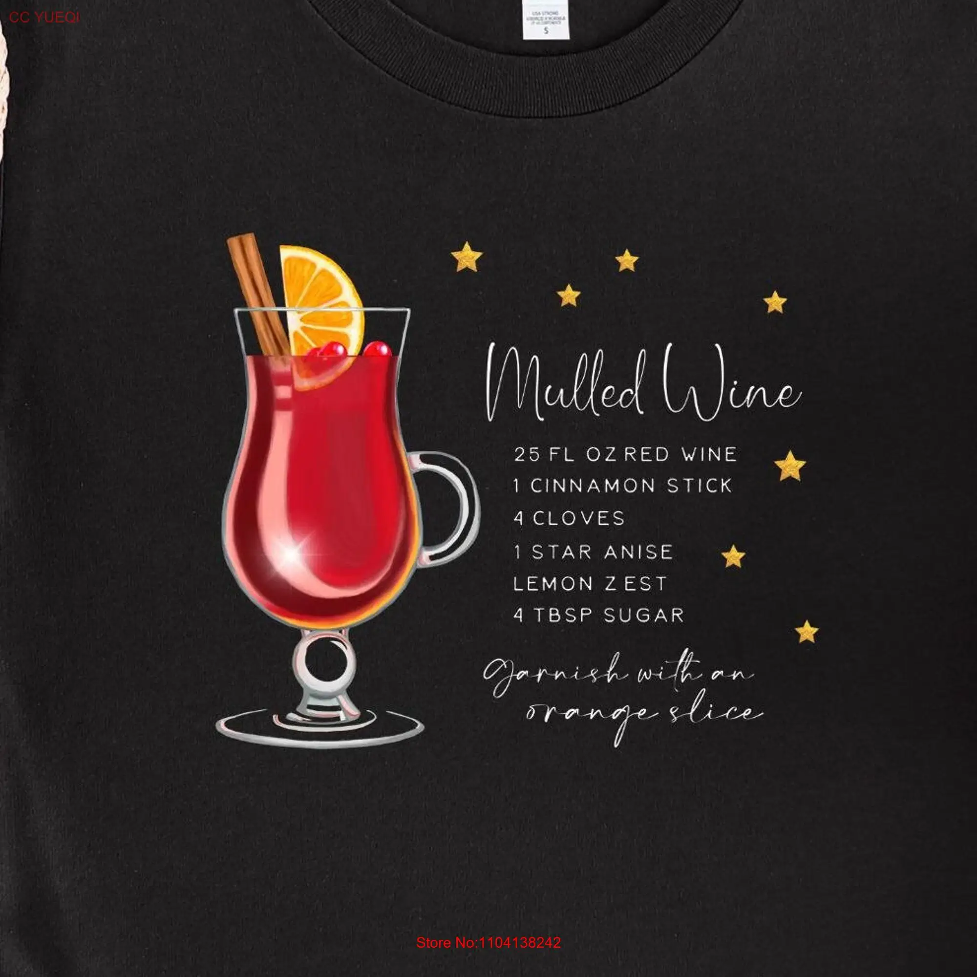 Mulled Wine Recipe T Shirt Christmas Cocktail For Her Alcohol Mom long or short sleeves