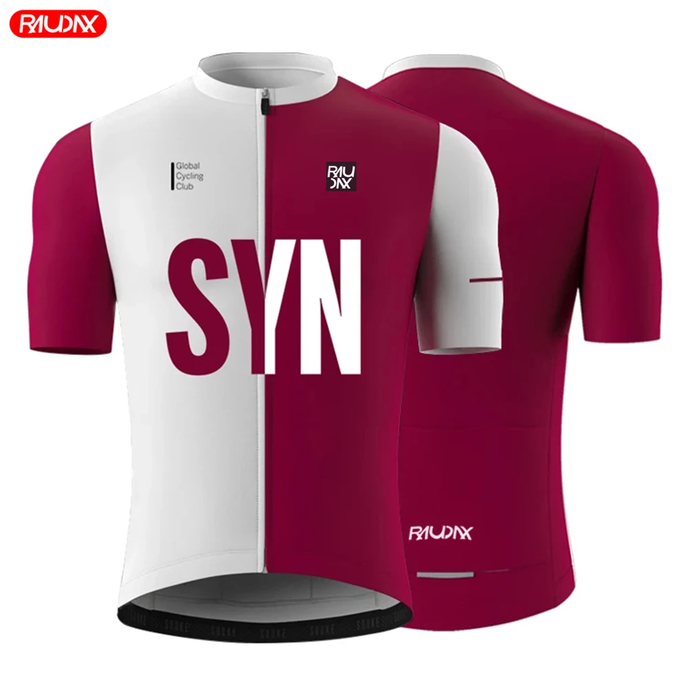 Syn Raudax Summer Cycling Jersey Bike Top Bicycle Shirt Mountain Road Riding Clothing Short Sleeve Purple high elasticity jersey