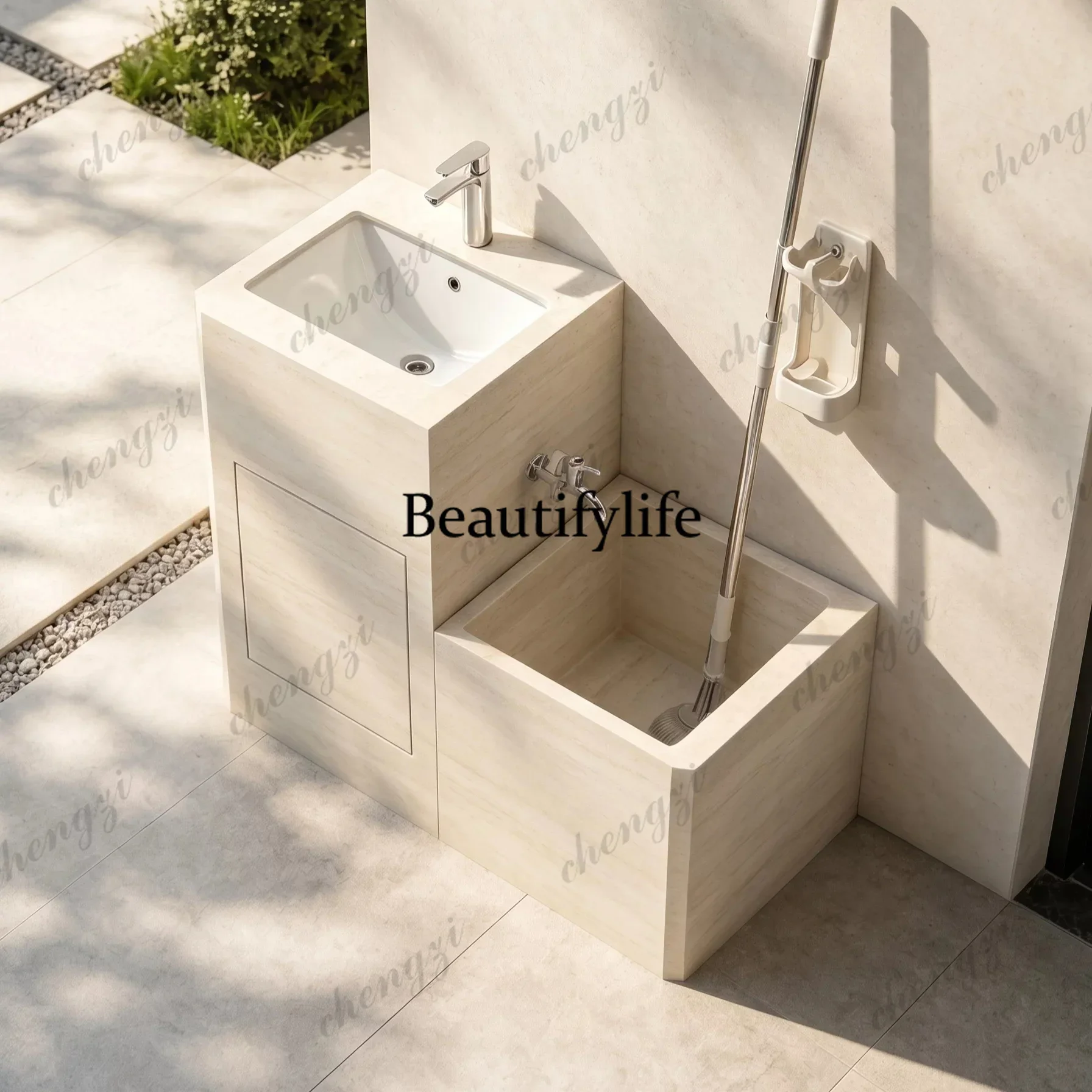 D136 Customized slate outdoor balcony garden courtyard wash basin basin sink outdoor wash basin mop pool combination