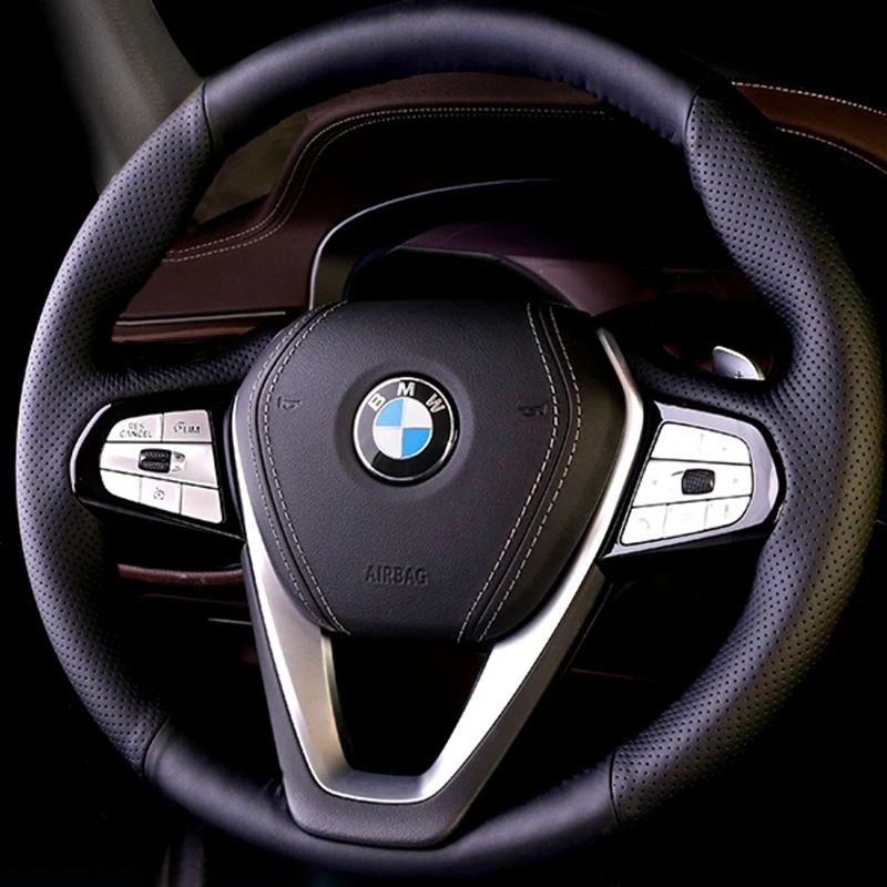 

Hand Sew Black Genuine Leather Car Steering Wheel Cover For BMW G30 530i 540i 520d 530e 2016-2018 G32 GT 630i 630d 2017 2018